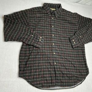 NATURALIFE Plaid Button Down Shirt Men's XL Green Red White Long Sleeve Cotton